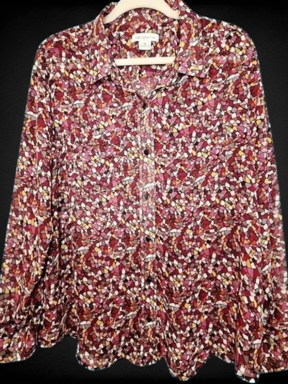 Button Up Mosaic Print Blouse Sz XL by Liz Claiborne